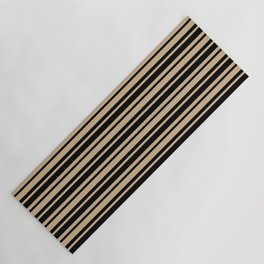 Tan Brown and Black Vertical Var Size Stripes Yoga Mat