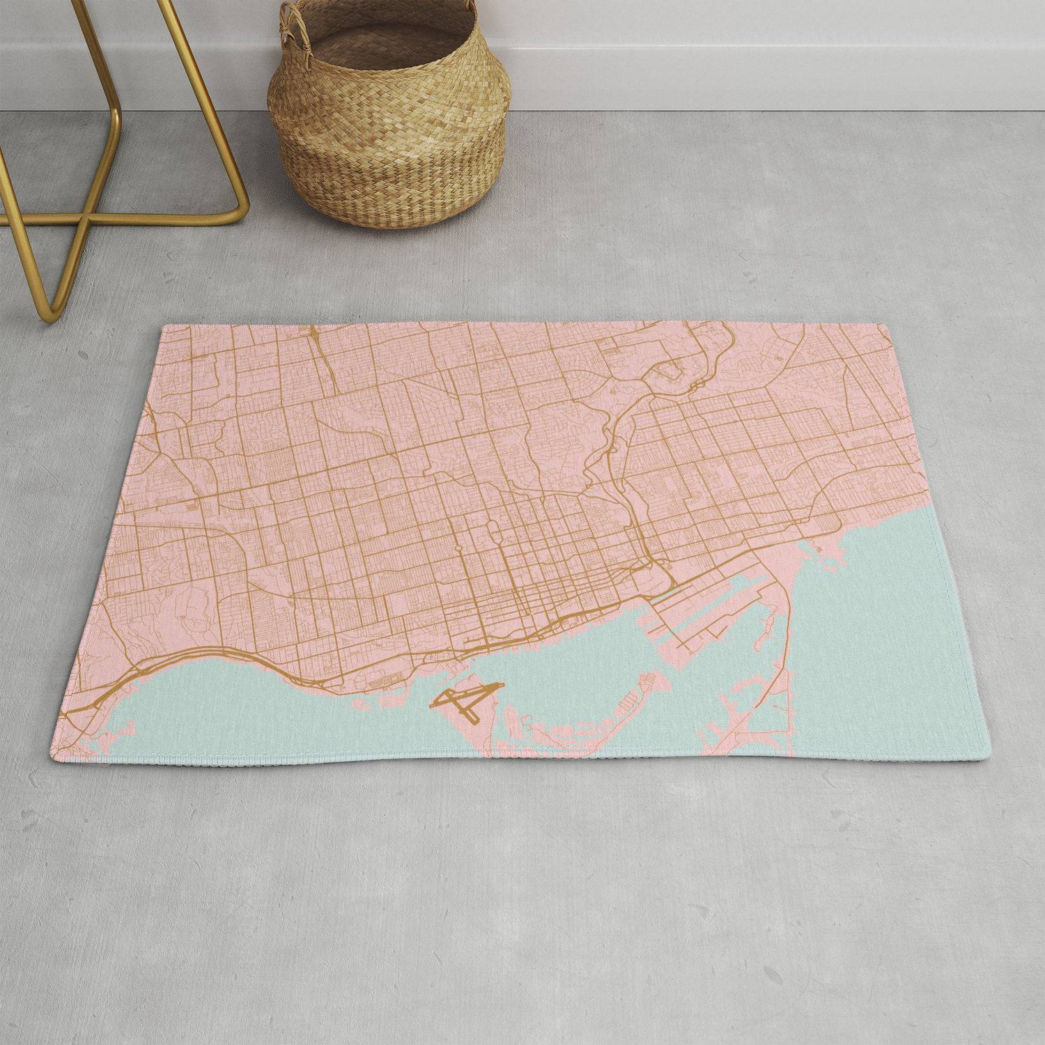 Pink And Gold Toronto Map Canada Rug By Annago Society6 Pink And Gold Toronto Map Canada Rug