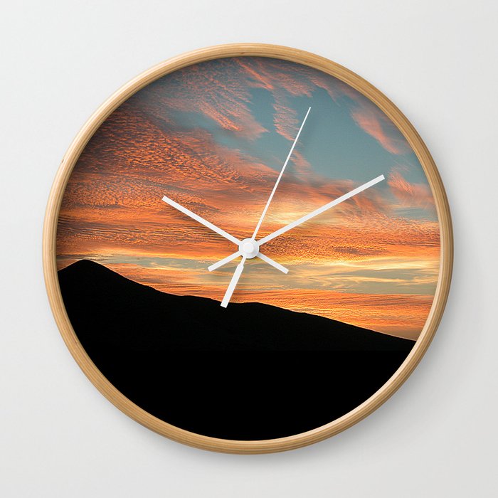Red Clouds Scenic Sunset Black Hill Landscape Wall Clock