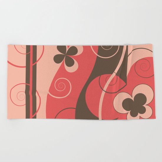 Modern Retro Butterfly Floral Graphic Art Beach Towel