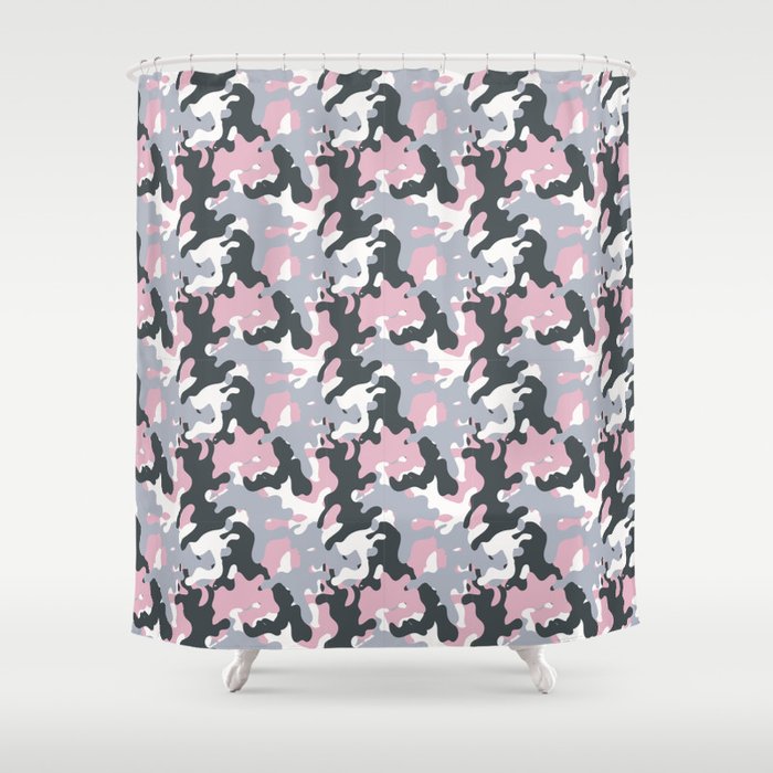 Pink Army Camo Camouflage Pattern Shower Curtain