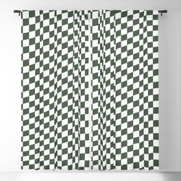 Warped Green & White Check Blackout Curtain