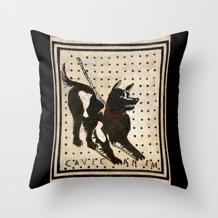 Pompeii Dog mosaic (Beware of Dog) Throw Pillow