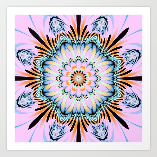 Decorative fantasy flower with a pastels heart Art Print