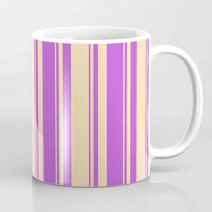Tan & Orchid Colored Stripes Pattern Coffee Mug