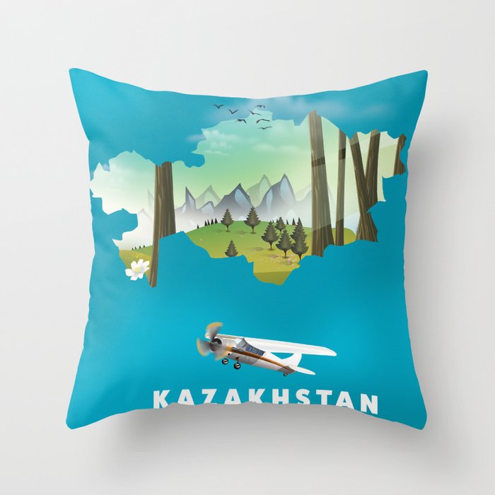Kazakhstan map Throw Pillow