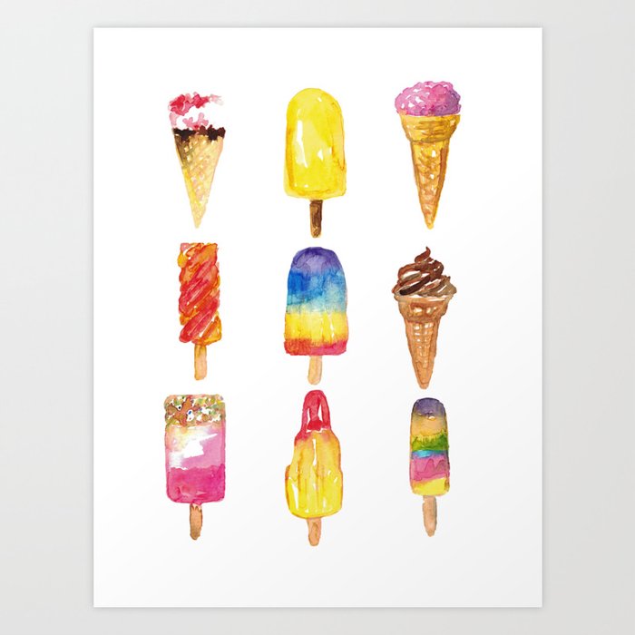 Ice Cream Cone Ice Cream Bakery Kitchen Decor Art Print