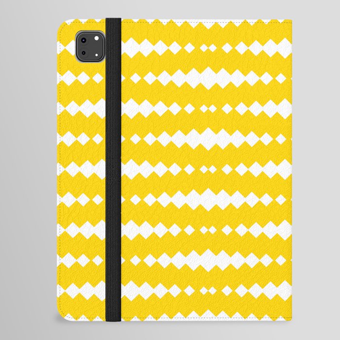 Yellow and White Geometric Horizontal Striped Pattern iPad Folio Case