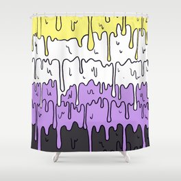 Cute Pride Pastel Melting Pride Design, Non Binary flag Shower Curtain