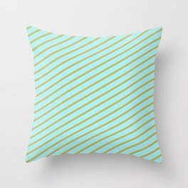 [ Thumbnail: Turquoise and Dark Khaki Colored Striped Pattern Throw Pillow ]