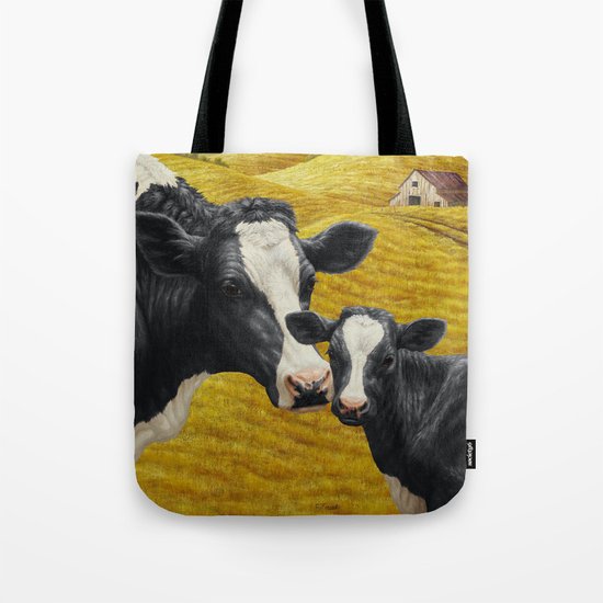 Holstein Cow and Cute Calf Tote Bag