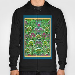 Teal-Green Colored Stylized Palmetto Floral Garden  Abstract Hoody