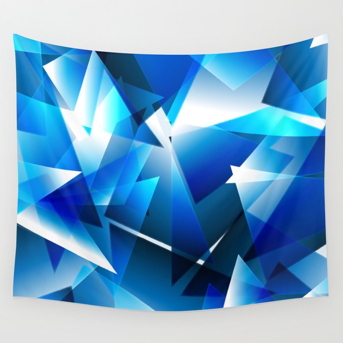 Abstract Blue Sharp Chaos. Wall Tapestry