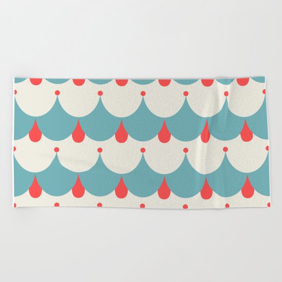 Retro. Blue and white . Beach Towel