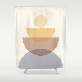 Abstraction Shapes 4 in Neutral Shades (Sun and Moon Phases) Shower Curtain