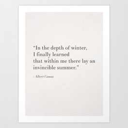 An invincible summer by Camus Art Print