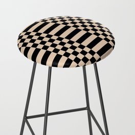 Checkered Stripes pattern black Bar Stool