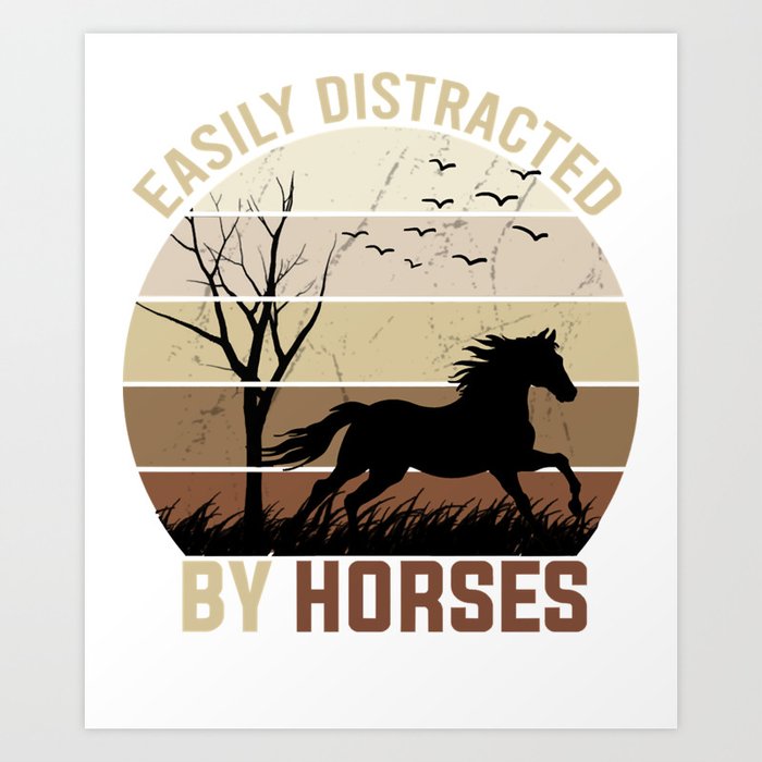 Easily Distracted By HorsesCute Horse Lover Gifts Women Long Sleeve Art Print