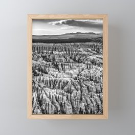 Bryce Canyon Sunset Mountain Landscape - Black and White Framed Mini Art Print