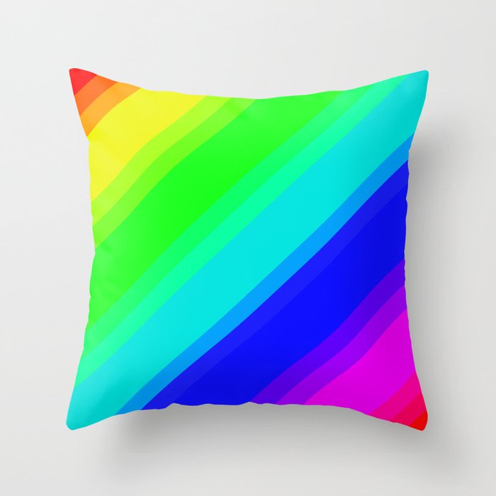 Brightly Coloured Stripes Throw Pillow