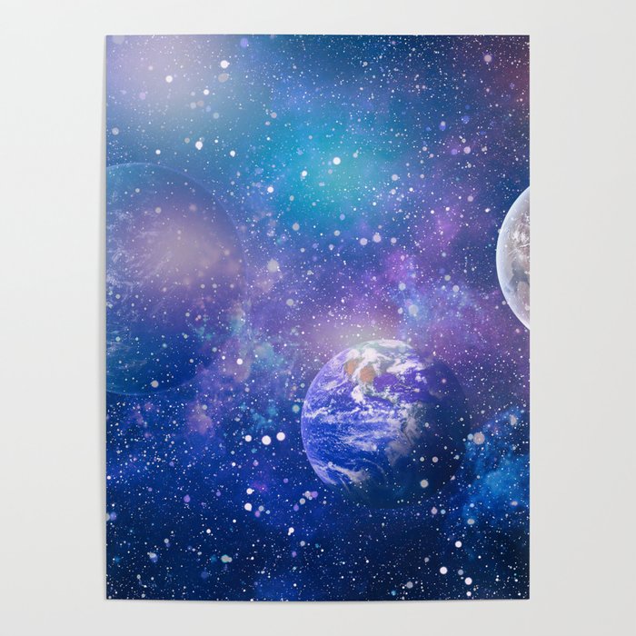 planets, stars and galaxies in outer space showing the beauty of space exploration. Poster