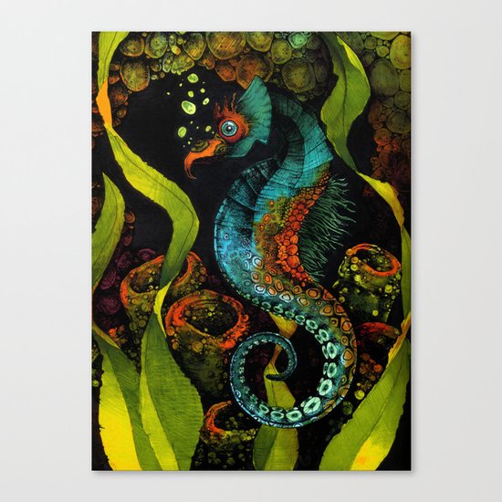 Seahorse in Blue Canvas Print