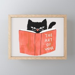Cat reading book Framed Mini Art Print