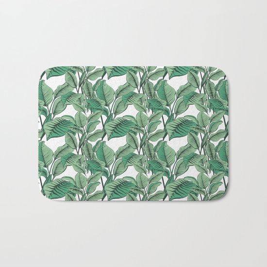 Exotic Tropical Banana Palm Leaf Print Bath Mat