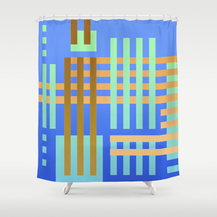 Modern Moroccan Tribal Blue Shower Curtain