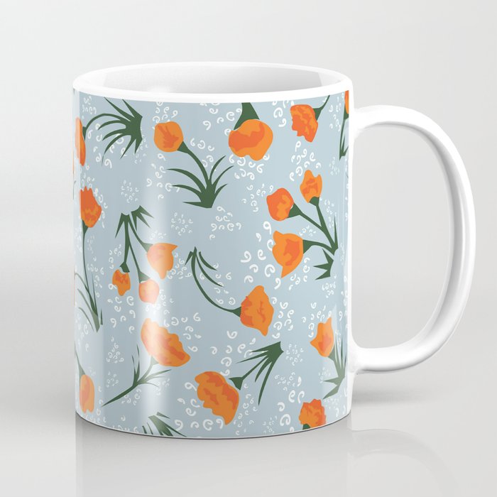 tiny orange floral print Coffee Mug