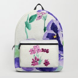 The Little Things Backpack | Pansies, Flora, Pink, Flowers, Botanical, Minimalism, Purple, Garden, Watercolor, Painting 