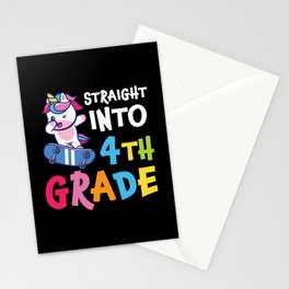 Straight Into 4th Grade Dabbing Unicorn Stationery Card