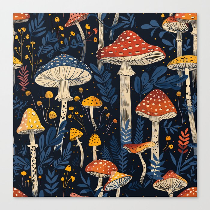 Night Mushrooms Canvas Print