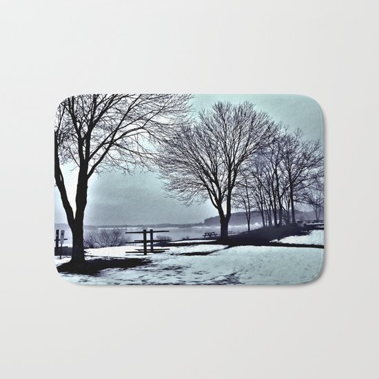 Winter Trees by the Lake Bath Mat