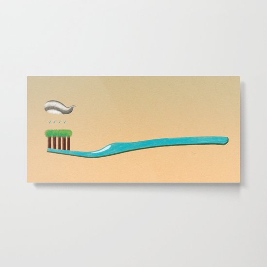 toothbrush clouds Metal Print