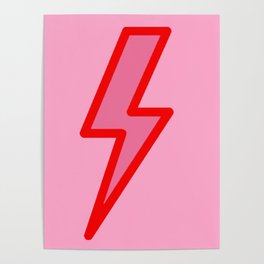 Pink and Red Y2k Lightning Bolt Wallpaper - Preppy Aesthetic Poster