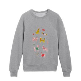 Christmas pattern with cute dogs in Santa hats and scarves.  Kids Crewneck
