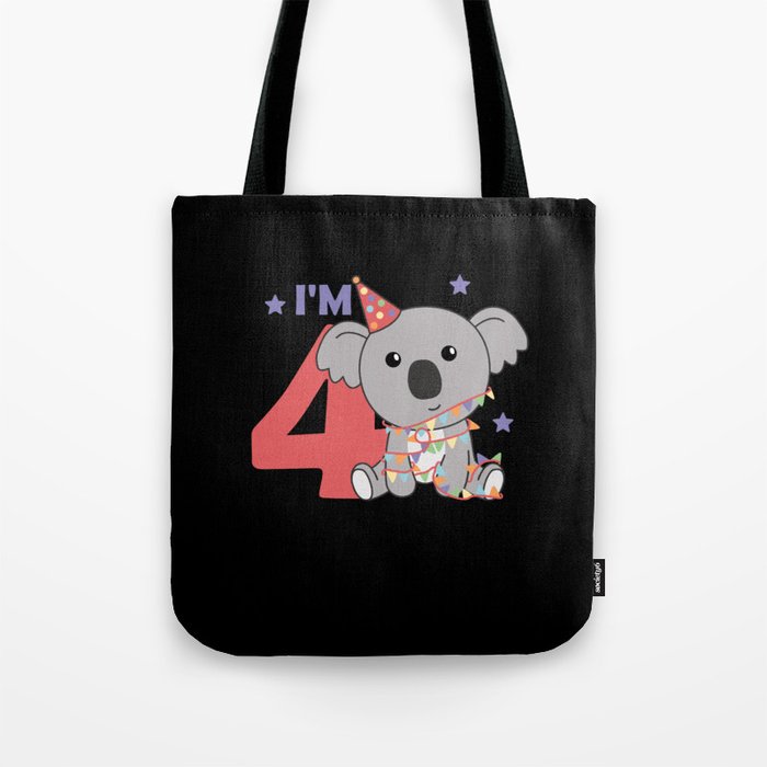 Fourth Birthday Koala For Kids 4 Years Tote Bag