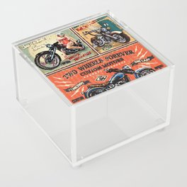 Set of vintage motorcycle metal signs.  Acrylic Box