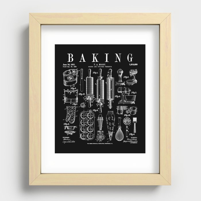 Baking Cooking Baker Pastry Chef Kitchen Vintage Patent Recessed Framed Print