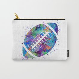 American Football Ball Art Colorful Blue Purple Watercolor Art Sports Gift Carry-All Pouch