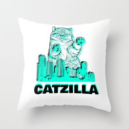 CATZILLA | BLACK AND BLUE Throw Pillow