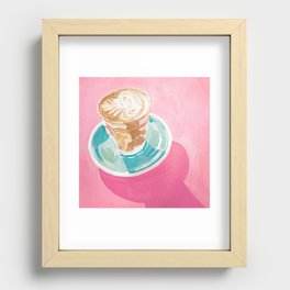 Pink Coffee Cup Painting Recessed Framed Print