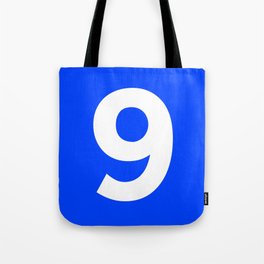Number 9 (White & Blue) Tote Bag