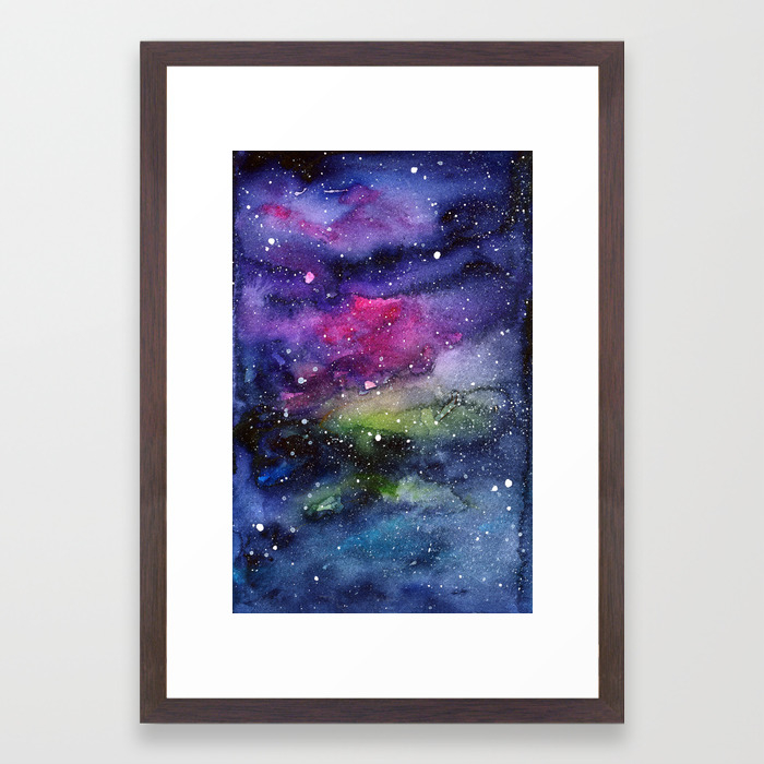 Galaxy Watercolor Night Sky Painting Nebula Art Framed Art Print
