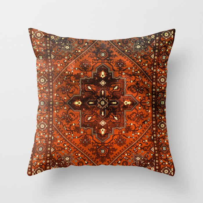 N151 Orange Oriental Vintage Traditional Moroccan Style Artwork Throw Pillow by Arteresting Official Society6