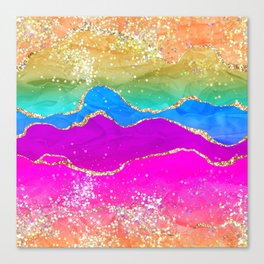 Vibrant Rainbow Glitter Agate Texture 01 Canvas Print