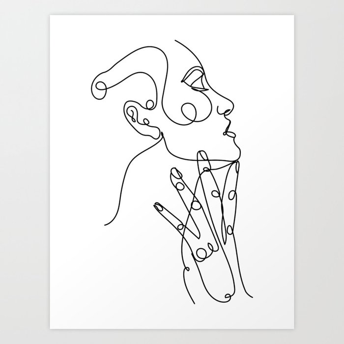 Femininity Woman In One Line Art Art Print By Valleriaart Society6