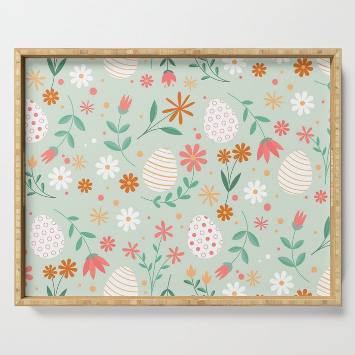Happy Easter Egg Floral Collection Serving Tray