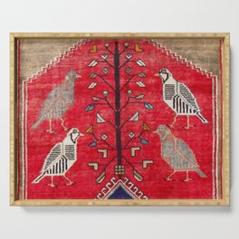 Persian Floral Rug With Several Birds Probably Quail Serving Tray